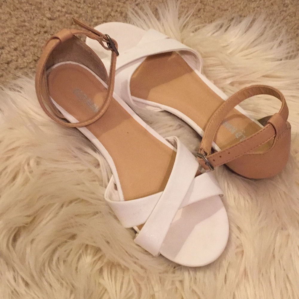 Super cute white and tan dressy sandals